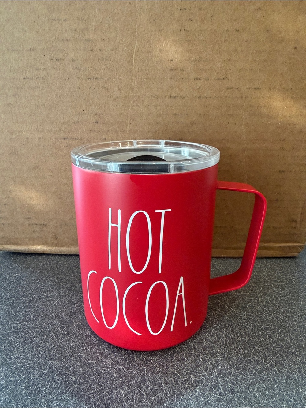 Rae Dunn Red Insulated Hot Cocoa Travel Mug with Handle
